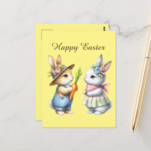 Niedlich Happy Ostersonne Aquarell Postkarte