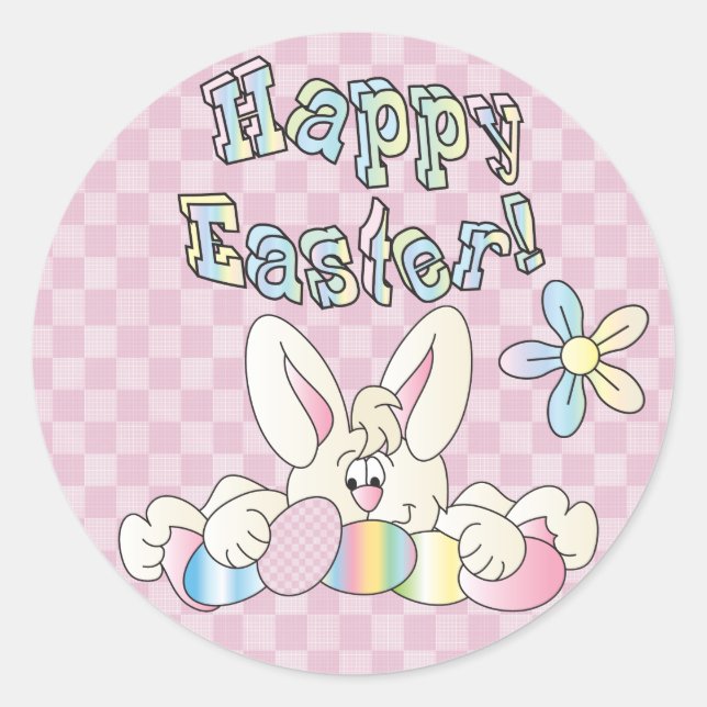 Niedlich Happy Ostersonne Design Runder Aufkleber (Vorderseite)