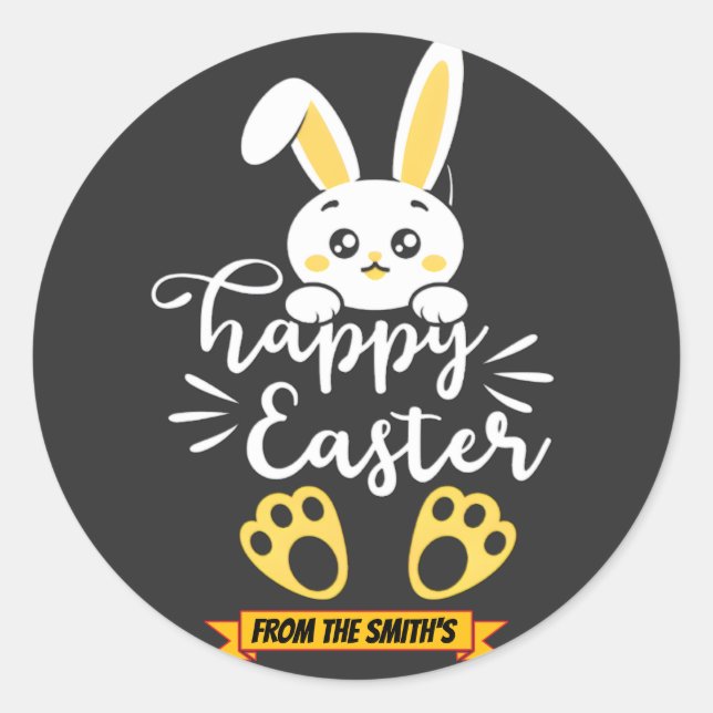 Niedlich Happy Ostersonne mit gelben Paw-Printen Runder Aufkleber (Vorderseite)