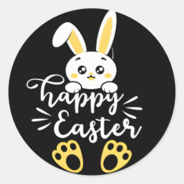 Niedlich Happy Ostersonne mit gelben Paw-Printen Runder Aufkleber