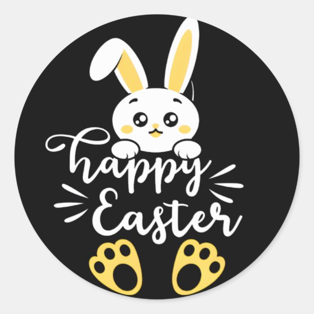 Niedlich Happy Ostersonne mit gelben Paw-Printen Runder Aufkleber (Vorderseite)