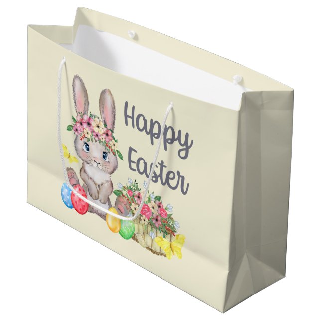 niedlich Happy Ostersonnige Feier  Große Geschenktüte (Vorderseite Schrägansicht)