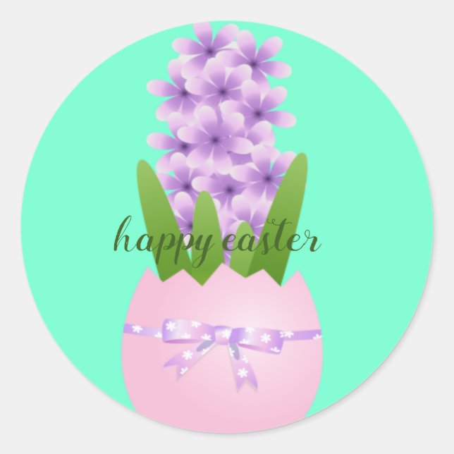 Niedlich Happy Ostertürkis Klassischer Rundaufkleb Runder Aufkleber (Vorderseite)