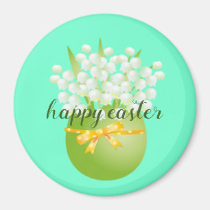 Niedlich Happy Osterturquoise Klassische Runde  Magnet