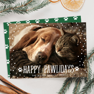 Niedlich Happy Pawlidays Green Pet Foto Feiertagskarte