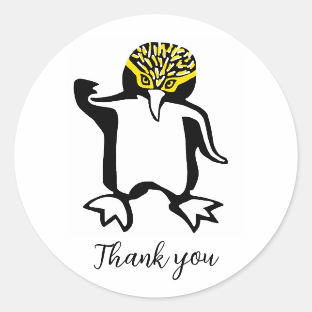 Niedlich Happy PENGUIN - Danke - Runder Aufkleber (Vorderseite)