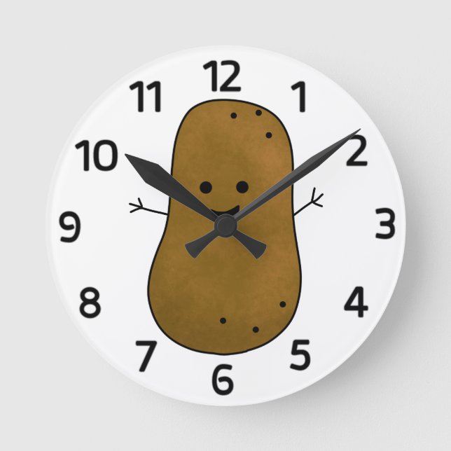 Niedlich Happy Potato Runde Wanduhr (Vorderseite)