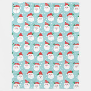 Niedlich Happy Santa Köpfe auf Minze Fleecedecke