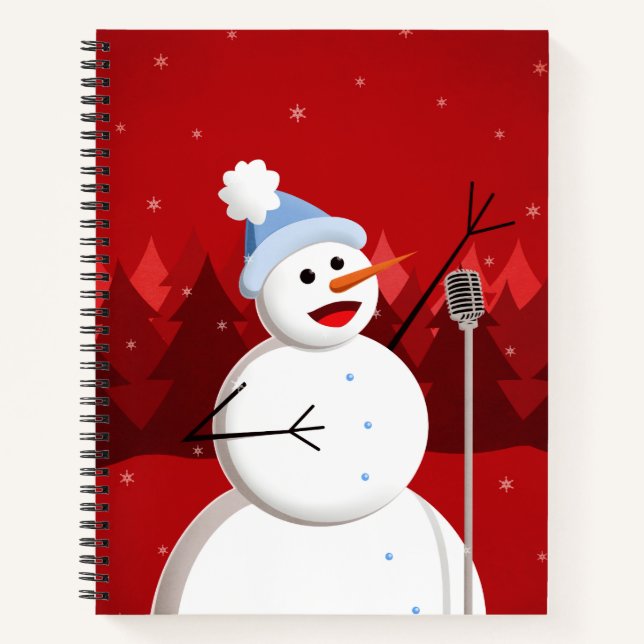 Niedlich Happy Singing Snowman Notizbuch (Vorderseite)