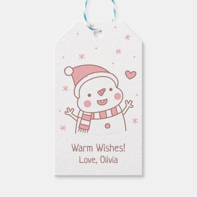Niedlich Happy Snowman Doodle, Weihnachten Persona Geschenkanhänger (Vorderseite)