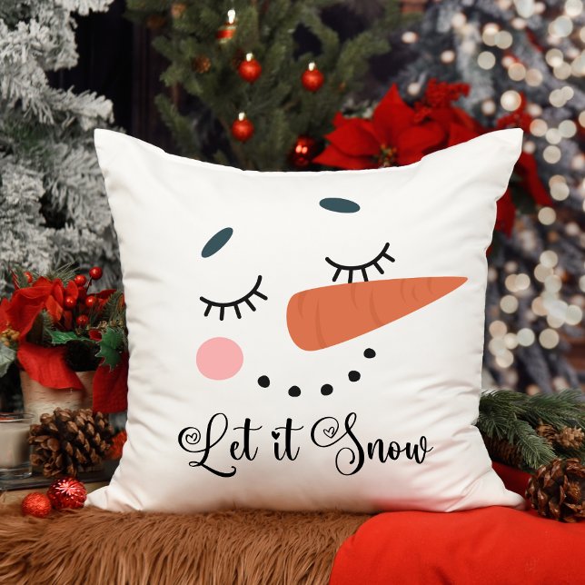 Niedlich Happy Snowman Face Let it Snow Holiday Kissen (Von Creator hochgeladen)