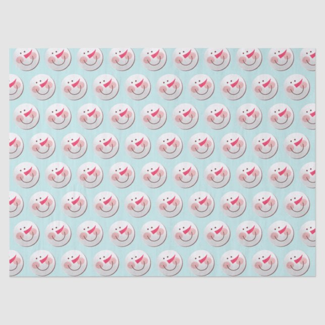 Niedlich Happy Snowman Faces Pattern Weihnachten Seidenpapier (Vorderseite)