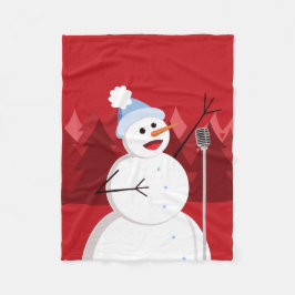 Niedlich Happy Snowman Weihnachten Rot Fleecedecke