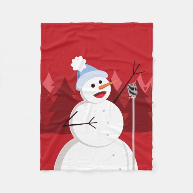 Niedlich Happy Snowman Weihnachten Rot Fleecedecke (Vorderseite)