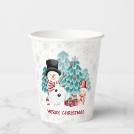 Niedlich Happy Snowman Weihnachts Party Paper Cups Pappbecher