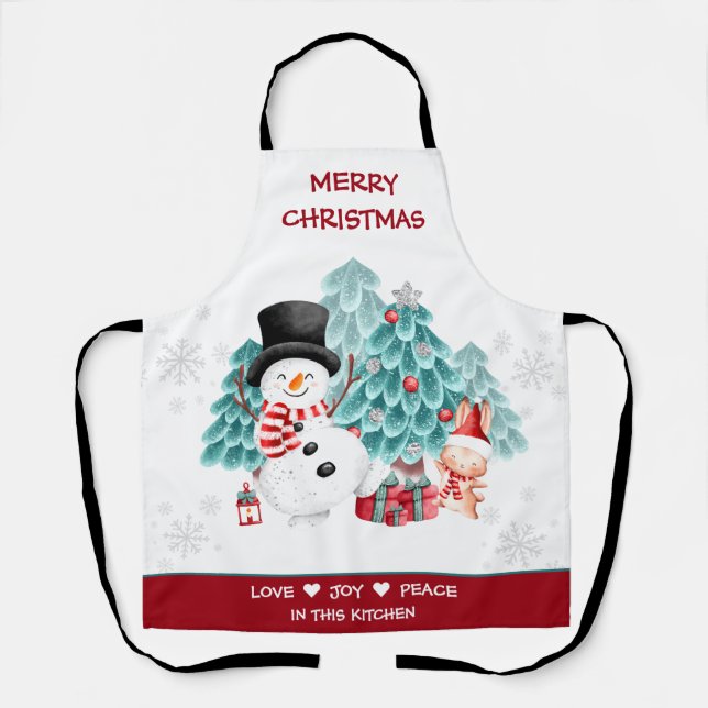 Niedlich Happy Snowman Weihnachts-Schürze Schürze (Vorderseite)