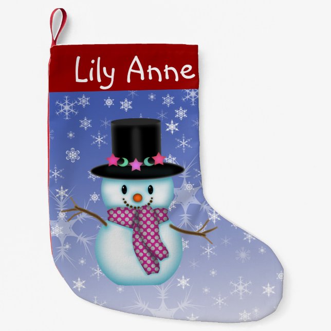 Niedlich Happy Snowman Weihnachts-Strumpf Personal Kleiner Weihnachtsstrumpf (Vorderseite)