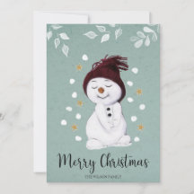 Niedlich Happy Snowman Winter Blue Weihnachten