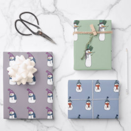 Niedlich Happy Snowman Wrapping Paper Set 3 Geschenkpapier Set