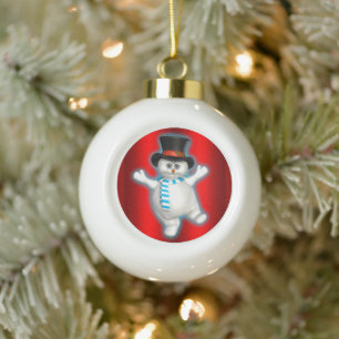 Niedlich Happy Snowman zu Weihnachten Keramik Kugel-Ornament