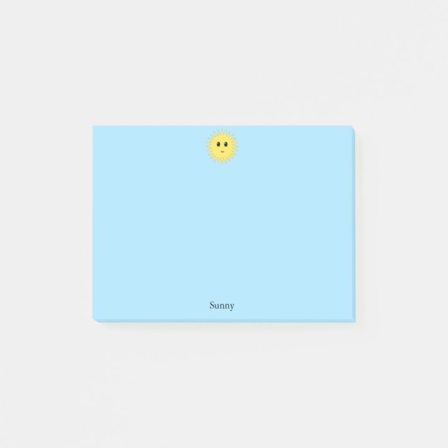Niedlich Happy Sun auf hellblauem Hintergrund Post-it Klebezettel (Vorderseite)