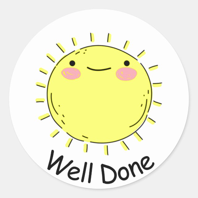 Niedlich Happy Sun gut gemacht Runder Aufkleber (Vorderseite)