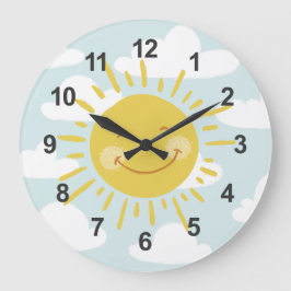 Niedlich Happy Sun Large Clock Große Wanduhr