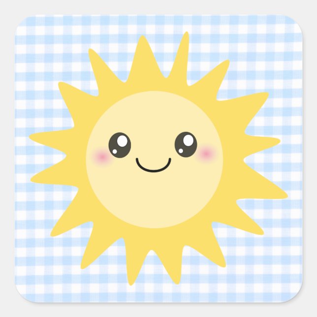 Niedlich Happy Sun Quadratischer Aufkleber (Vorderseite)