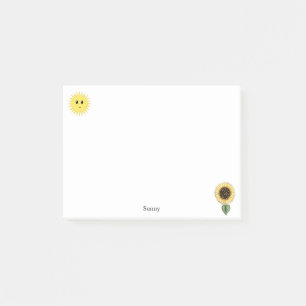 Niedlich Happy Sun und Sonnenblumen Post-it Klebezettel