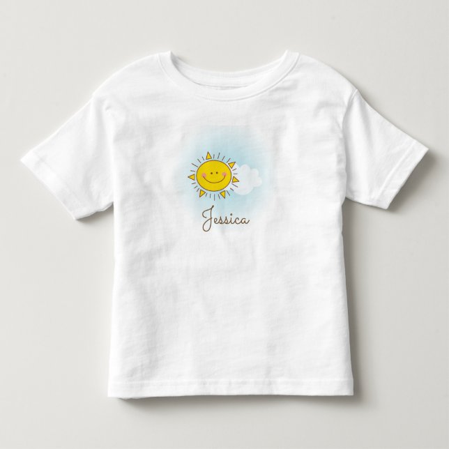 Niedlich Happy Sunshine Custom Ihren Namen hinzufü Kleinkind T-shirt (Vorderseite)