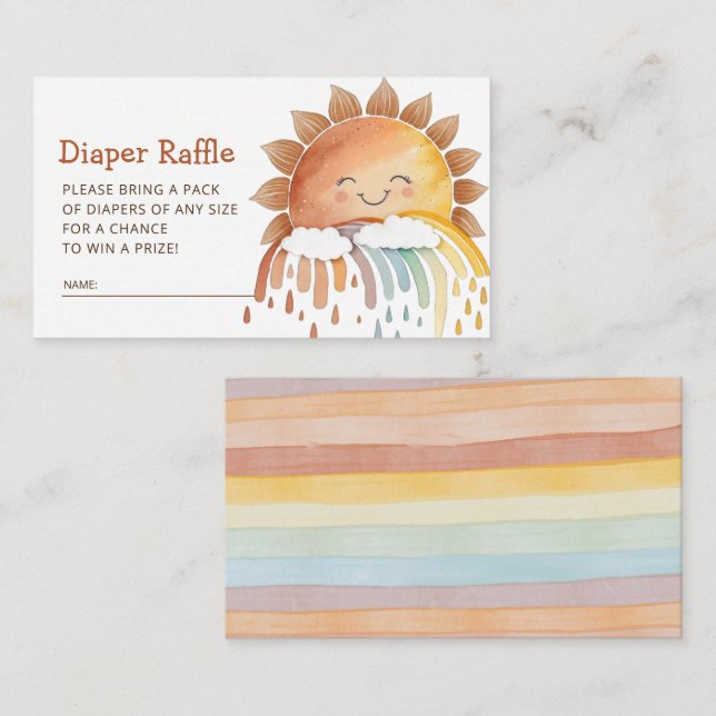 Niedlich Happy Sunshine Diaper Raffle Baby Dusche Begleitkarte (Vorne/Hinten)