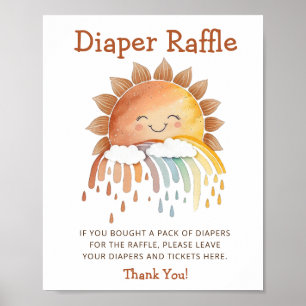 Niedlich Happy Sunshine Diaper Raffle Baby Dusche  Poster