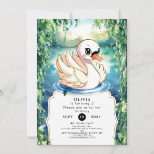 Niedlich Happy Swan Birthday Einladung