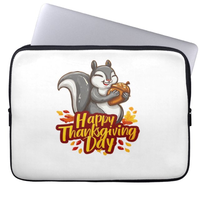 Niedlich Happy Thanksgiving Squirrel Classic T - S Laptopschutzhülle (Vorderseite)