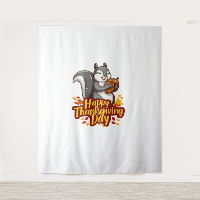 Niedlich Happy Thanksgiving Squirrel Classic T - S Wandteppich (Vorderseite)