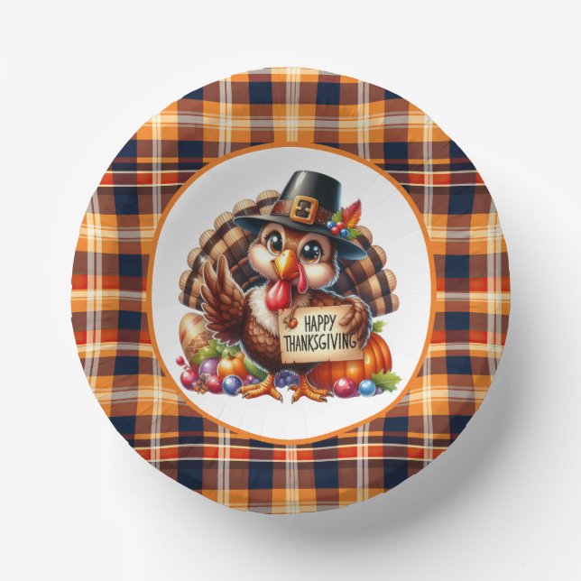 Niedlich Happy Thanksgiving Trukey Pappteller (Vorderseite)