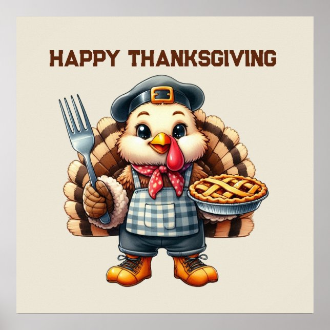 Niedlich Happy Thanksgiving Trukey Poster (Vorne)