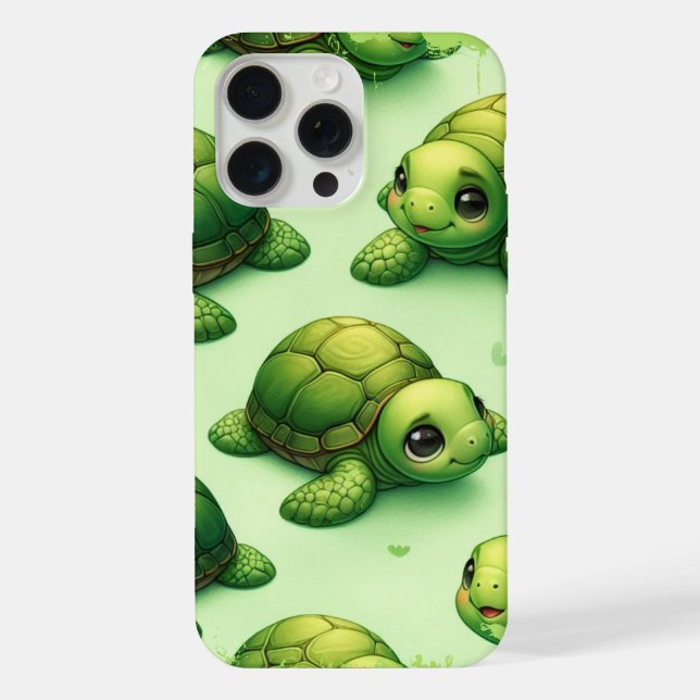 Niedlich Happy Turtles Pattern iPhone 15 Pro Max Hülle (Rückseite)
