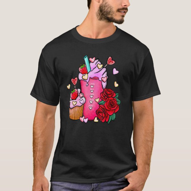 Niedlich Happy Valentines Day Coffee Tee Rose Herz (Vorderseite)