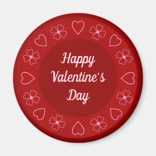 Niedlich Happy Valentine's Day Hearts und Blume Ro Magnet