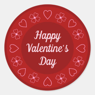 Niedlich Happy Valentine's Day Hearts und Blume Ro Runder Aufkleber