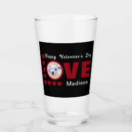 Niedlich Happy Valentines Day Hunde Liebe Herz Rot Glas