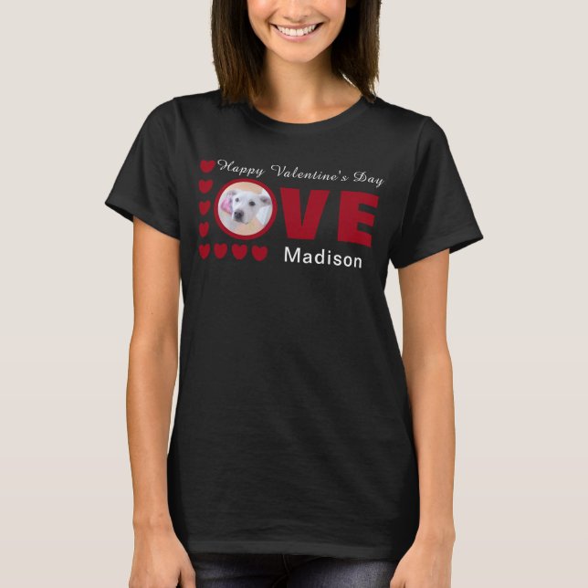 Niedlich Happy Valentines Day Hunde Liebe Herz Rot T-Shirt (Vorderseite)
