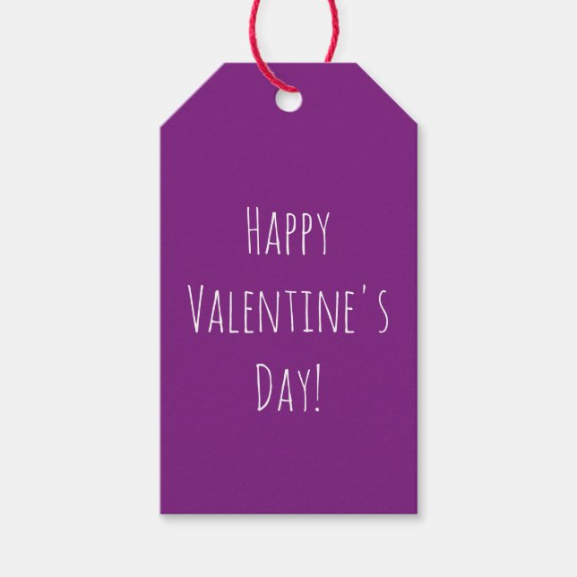 Niedlich Happy Valentine's Day Lila einfache Gesch Geschenkanhänger (Vorderseite)