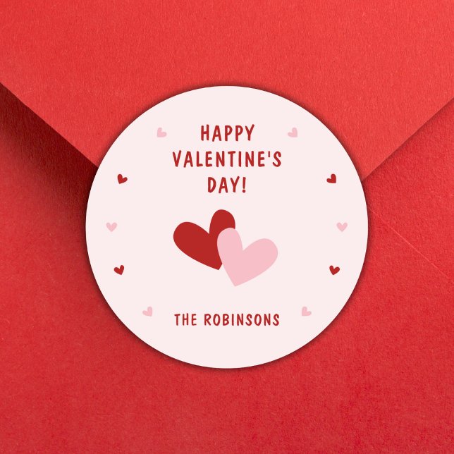 Niedlich Happy Valentine's Day Red Hearts Individu Runder Aufkleber (Von Creator hochgeladen)