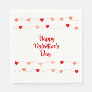 Niedlich Happy Valentines Day Red Pink String Hear Serviette