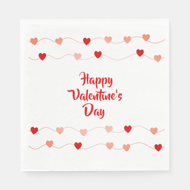 Niedlich Happy Valentines Day Red Pink String Herz Serviette (Vorderseite)
