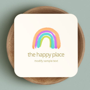 Niedlich Happy Watercolor Rainbow Square Business  Quadratische Visitenkarte