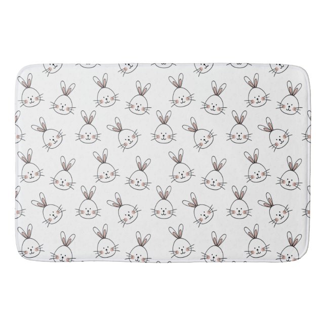 Niedlich Happy White Oaster Bunny Pattern Badematte (Vorderseite)