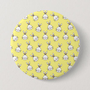 Niedlich Happy White Oaster Bunny Pattern Button